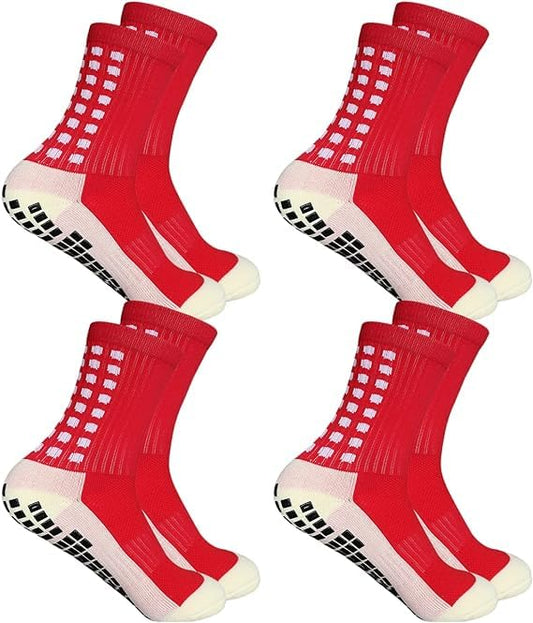 PowerGrip Socks - Premium Non-Slip Sports Socks for Maximum Power (Red)