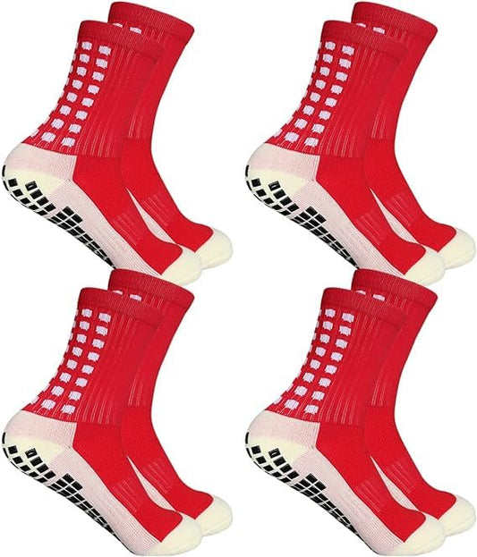 PowerGrip Socks - Premium Non - Slip Sports Socks for Maximum Power (Red)