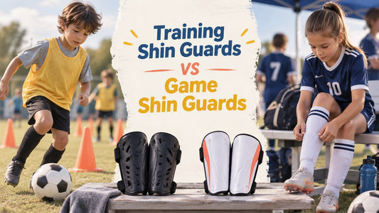 Training and game-day shin guards compared for a youth soccer player.