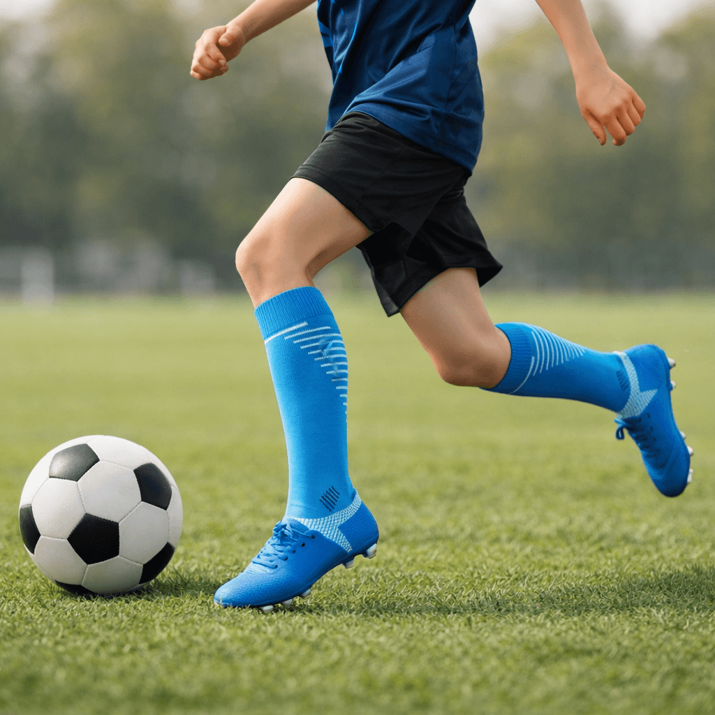 soccer socksKids Anti - Slip Soccer Socks | Cushioned Knee - High Grip SocksTurquoise Blue