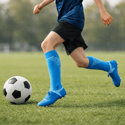 soccer socksKids Anti - Slip Soccer Socks | Cushioned Knee - High Grip SocksTurquoise Blue