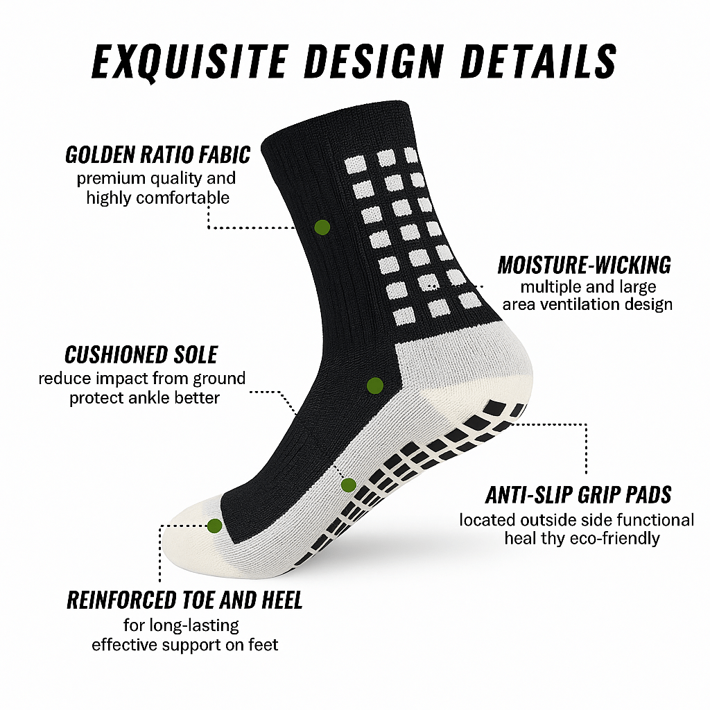 Premium Non - Slip Sports Socks for Young AthletesUS Size 12 - 2