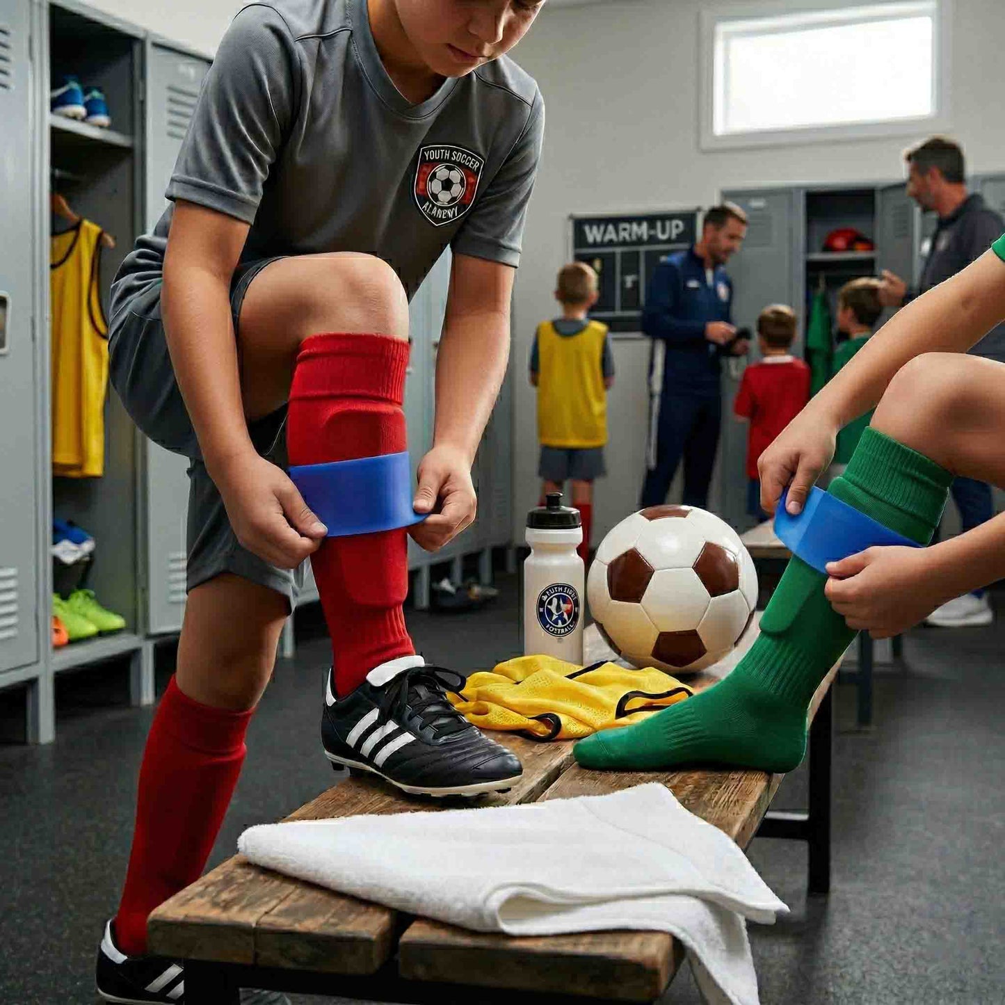 Premium Silicone Soccer Shin Guard Straps for Youth & Adult PlayersBlack
